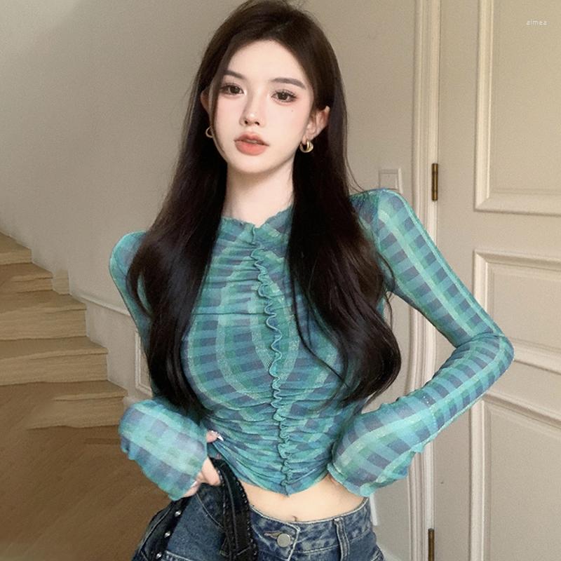 Women's T Shirts Lady Ruffles Long Sleeve Folds Short Length T-shirts Female Skinny Transparent Thin Mesh Shirt 2023 Basic Striped Crop Top, Black
Women's T Shirts Lady Ruffles Long Sleeve Folds Short Length T-shirts Female Skinny Transparent Thin Mesh Shirt 2023 Basic Striped Crop Top, Black
