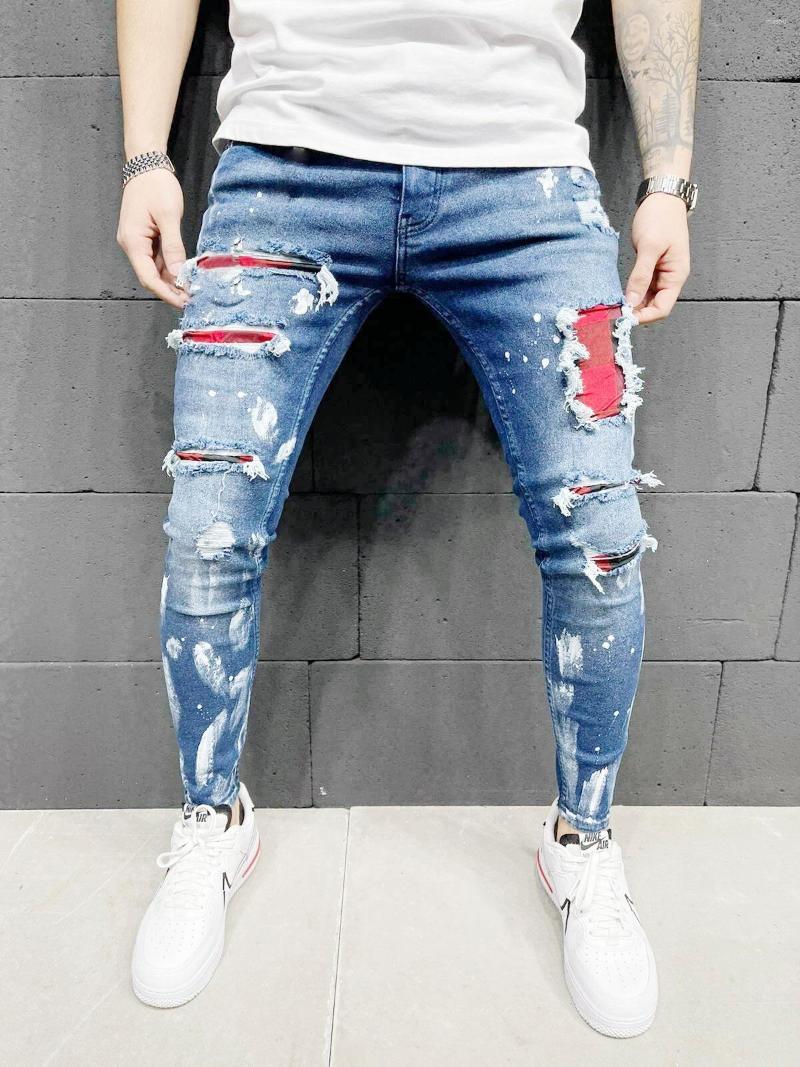 Men's Jeans Fashion Mens Slim Stretch Skinny Patchwork Color Blue Ripped Jean Men Streetwear Y2K Denim Punk Pants Pantalones Hombre, Gray
Men's Jeans Fashion Mens Slim Stretch Skinny Patchwork Color Blue Ripped Jean Men Streetwear Y2K Denim Punk Pants Pantalones Hombre, Gray