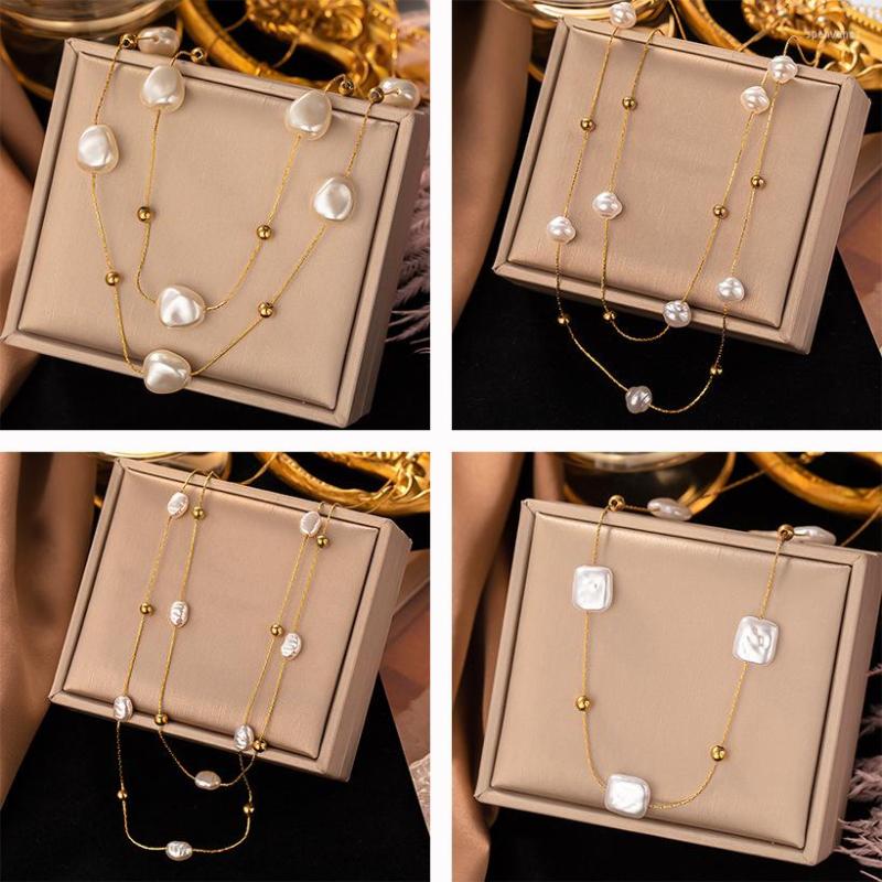 Chains French Vintage Baroque Pearl Double Layer Necklace Titanium Steel Colorless Collar Chain Jewelry For Women
Chains French Vintage Baroque Pearl Double Layer Necklace Titanium Steel Colorless Collar Chain Jewelry For Women