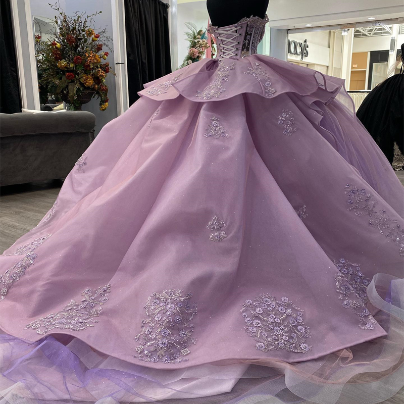 Quinceanera Purple Princess Dresses Sexy Sweetheart Ball Gown Sweet 16 Long Train Vestidos 15 Anos Custom Made Pageant Miss