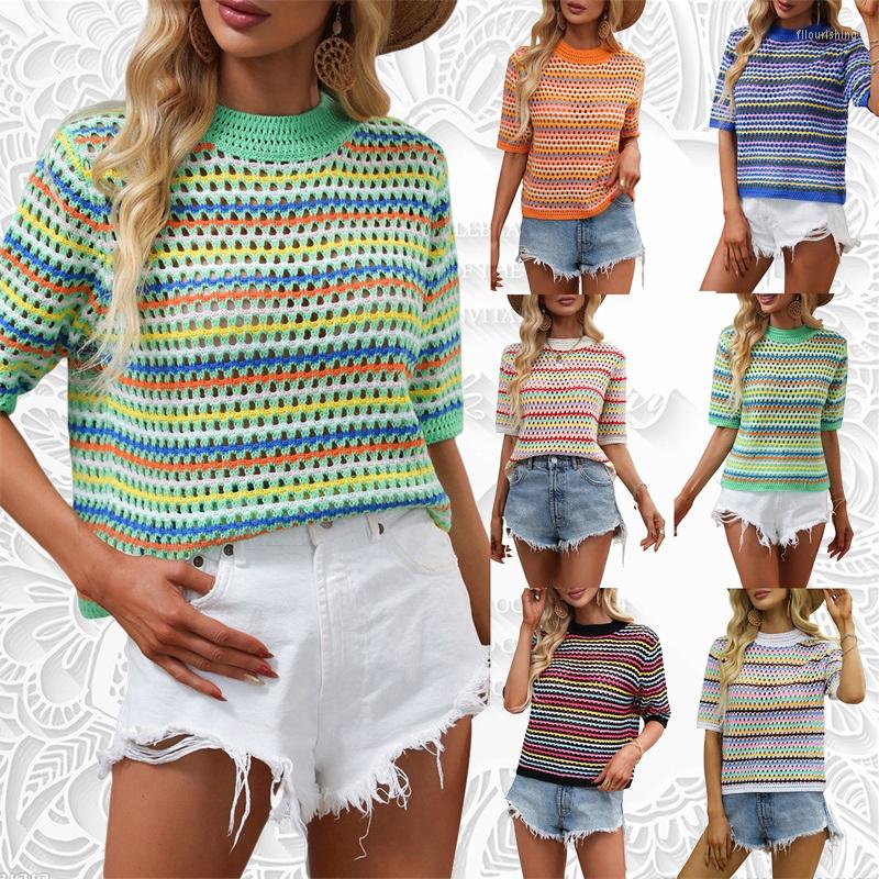 Women' T Shirts Fashion Colorful Women Summer Casual Blouse Short Sleeve Hollow Out Stripe Patchwork Loose Tops, Black
Women' T Shirts Fashion Colorful Women Summer Casual Blouse Short Sleeve Hollow Out Stripe Patchwork Loose Tops, Black