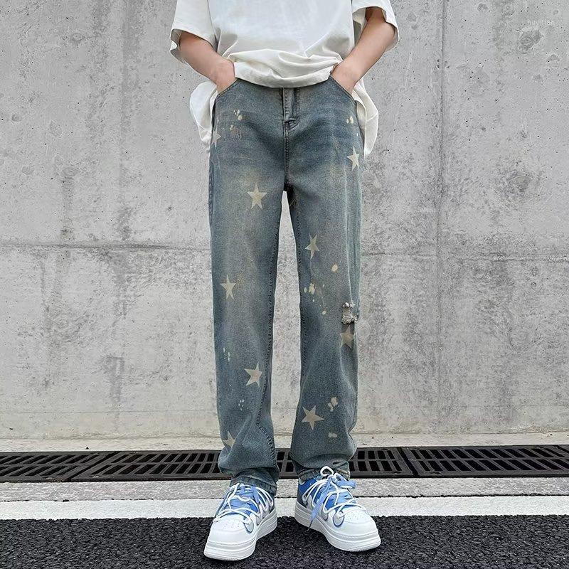Men' Jeans 2023 Y2K Fashion Star Print Hip Hop Ripped Pants For Men Korean Clothing Straight Blue Washed Denim Trousers Ropa Hombre, Washed blue
Men' Jeans 2023 Y2K Fashion Star Print Hip Hop Ripped Pants For Men Korean Clothing Straight Blue Washed Denim Trousers Ropa Hombre, Washed blue