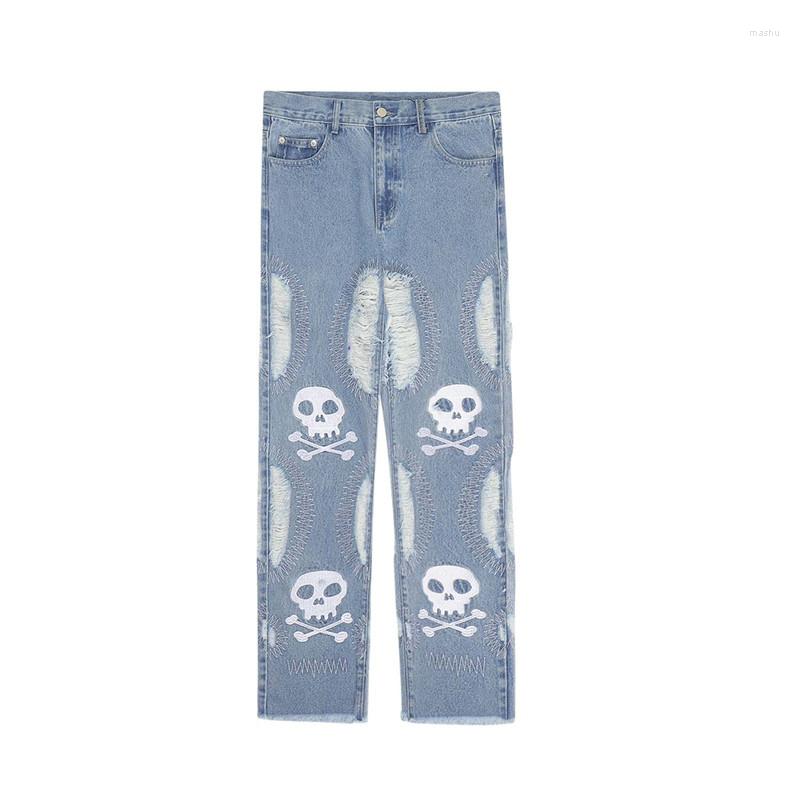 Men's Jeans Hi Street Skeleton Fashion Streetwear Hip Hop Denim Trousers With Skull Embroidery Destroyed Ripped Y2K Pants Bottoms, Black
Men's Jeans Hi Street Skeleton Fashion Streetwear Hip Hop Denim Trousers With Skull Embroidery Destroyed Ripped Y2K Pants Bottoms, Black