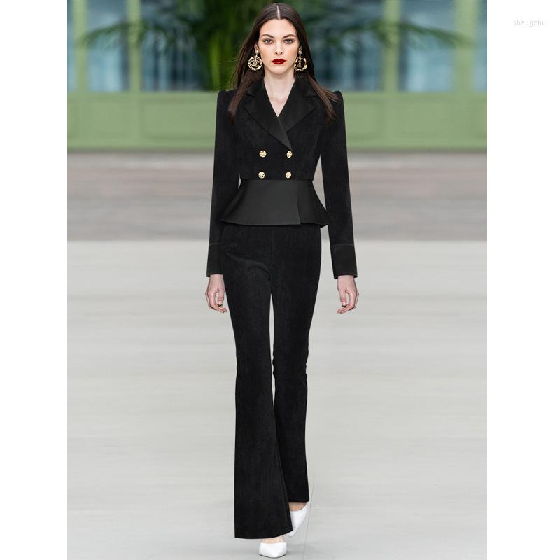 Women' Two Piece Pants Janeyiren Fashion Catwalk Spring Ensemble Women Black Long Sleeve Jacket Flare 2 Set
Women' Two Piece Pants Janeyiren Fashion Catwalk Spring Ensemble Women Black Long Sleeve Jacket Flare 2 Set