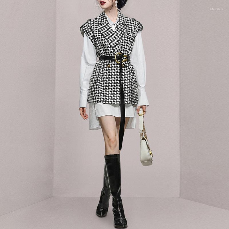 Work Dresses 2023 Autumn High End Ladies Vestidos Spring Women Two Piece Set Houndstooth Vest Long Sleeve White Shirt Dress Suits, Black
Work Dresses 2023 Autumn High End Ladies Vestidos Spring Women Two Piece Set Houndstooth Vest Long Sleeve White Shirt Dress Suits, Black