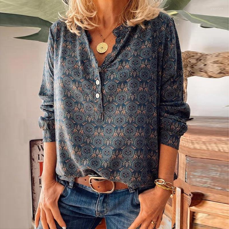Women' Blouses Women Tops Autumn Spring Casual Print Shirts Retro Stand Collar Long Sleeve Pullover Loose 2023, Dark blue
Women' Blouses Women Tops Autumn Spring Casual Print Shirts Retro Stand Collar Long Sleeve Pullover Loose 2023, Dark blue