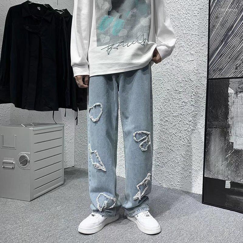 Men' Jeans 2023 Vibe Style Heart Patchwork Straight Men Baggy Pants Y2K Clothes Washed Blue Hip Hop Denim Trousers Pantalon Homme
Men' Jeans 2023 Vibe Style Heart Patchwork Straight Men Baggy Pants Y2K Clothes Washed Blue Hip Hop Denim Trousers Pantalon Homme