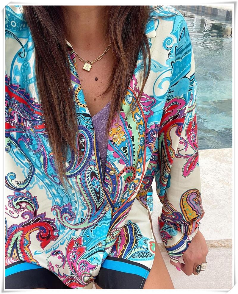 Women's Blouses Fashion Boho Blue Printing Shirt Women Summer Satin Blouse Female Chic Tops
Women's Blouses Fashion Boho Blue Printing Shirt Women Summer Satin Blouse Female Chic Tops