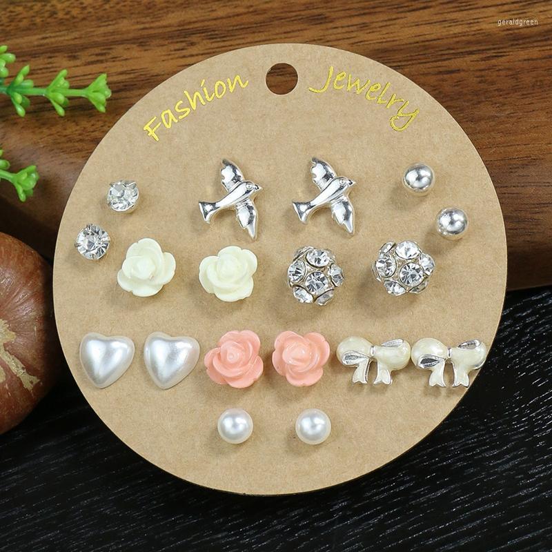 Stud Earrings 9Pairs/Set Fashion Bohemian Niche Flower Zircon Set Female Bird Pearl Women Summer Jewelry
Stud Earrings 9Pairs/Set Fashion Bohemian Niche Flower Zircon Set Female Bird Pearl Women Summer Jewelry