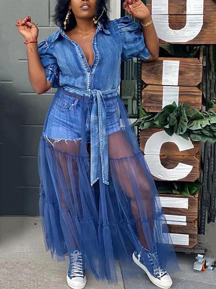 Plus size Dresses Size e Clothing Elegant Shirt Long Denim Mesh Patchwork Ladies Jeans Wholesale Bulk Drop 230512, Blue
Plus size Dresses Size e Clothing Elegant Shirt Long Denim Mesh Patchwork Ladies Jeans Wholesale Bulk Drop 230512, Blue