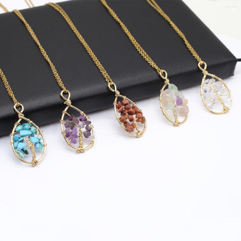 Pendant Necklaces Natural Stone Necklace Water Drop Gemstone Gravel Winding Tree Link Chains Crystals Charms For Women Jewelry
Pendant Necklaces Natural Stone Necklace Water Drop Gemstone Gravel Winding Tree Link Chains Crystals Charms For Women Jewelry