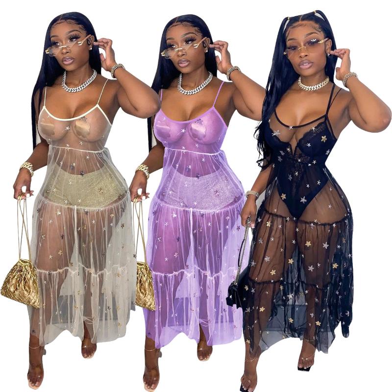 Casual Dresses Echoine Sheer Mesh Transparent Strap Maxi Long Dress Sequin Sexy Party Club Vintage Vestidos Summer Sundress Outfits, Black
Casual Dresses Echoine Sheer Mesh Transparent Strap Maxi Long Dress Sequin Sexy Party Club Vintage Vestidos Summer Sundress Outfits, Black