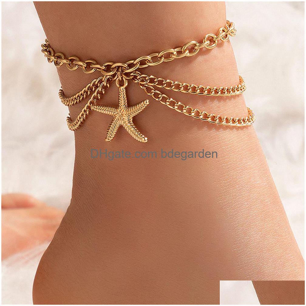 Anklets Vintage Starfish Pendant Mtilayer Ankle Bracelets Stainless Steel For Women Jewelry Boho Anklet Chain Accessories Drop Delive Dhh5C
Anklets Vintage Starfish Pendant Mtilayer Ankle Bracelets Stainless Steel For Women Jewelry Boho Anklet Chain Accessories Drop Delive Dhh5C