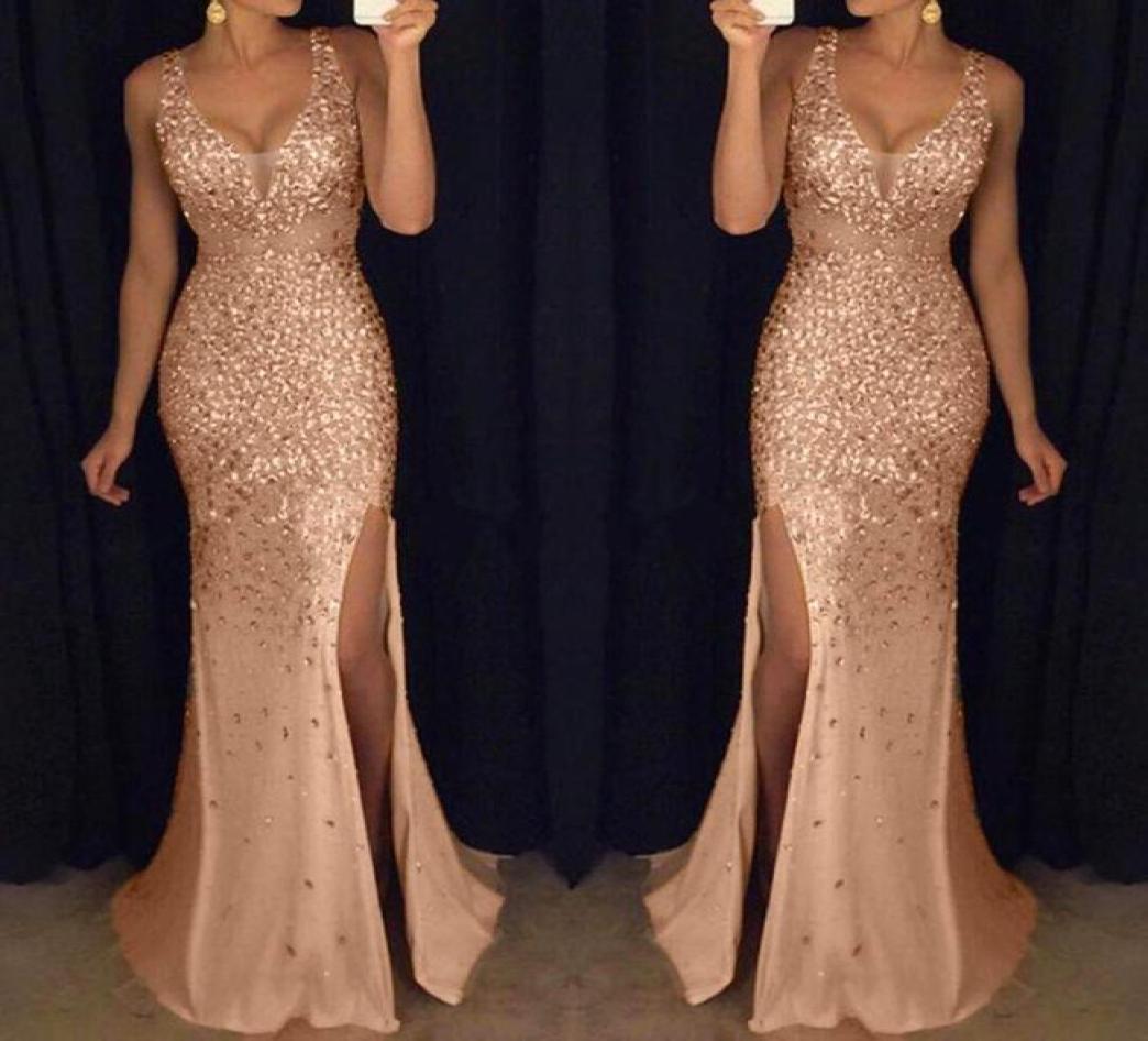 party night dress Women Sequin Prom Sexy Gold dresses Bridesmaid V Neck Long elegant summer Dress robe femme 20198610546, Black
party night dress Women Sequin Prom Sexy Gold dresses Bridesmaid V Neck Long elegant summer Dress robe femme 20198610546, Black