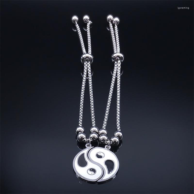 Charm Bracelets 2Pcs Tai Chi Couple Bracelet Stainless Steel Yin Yang Gossip Adjustable Chain Matching Lover Jewelry Gift B775S02
Charm Bracelets 2Pcs Tai Chi Couple Bracelet Stainless Steel Yin Yang Gossip Adjustable Chain Matching Lover Jewelry Gift B775S02