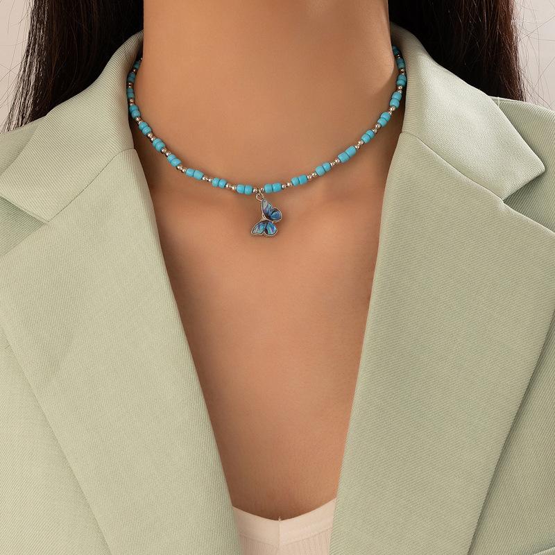 Choker Bohemian Blue Beaded Butterfly Chokers Necklace For Women Charm Temperament Aesthetics Short Chain Ethnic Fashion Jewelry
Choker Bohemian Blue Beaded Butterfly Chokers Necklace For Women Charm Temperament Aesthetics Short Chain Ethnic Fashion Jewelry