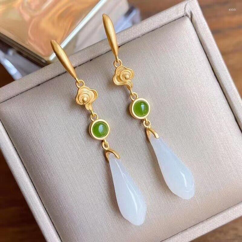 Dangle Earrings 3Style 925 Silver Plated Gold Hetian White Jade Orchid Butterfly Nephrite Green Emerald Flower Craftsmanship Drop Earring
Dangle Earrings 3Style 925 Silver Plated Gold Hetian White Jade Orchid Butterfly Nephrite Green Emerald Flower Craftsmanship Drop Earring