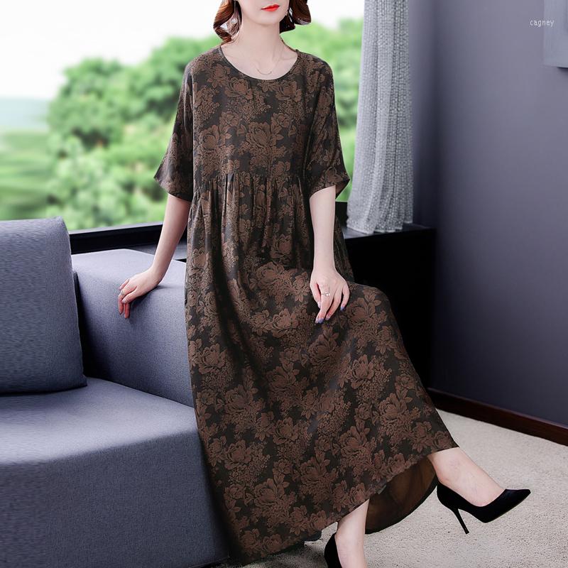 Party Dresses Women Floral Natural Silk Midi Dress Summer Fashion Light Elegant Loose Waist 2023 Korean Vintage Casaul, Brown
Party Dresses Women Floral Natural Silk Midi Dress Summer Fashion Light Elegant Loose Waist 2023 Korean Vintage Casaul, Brown