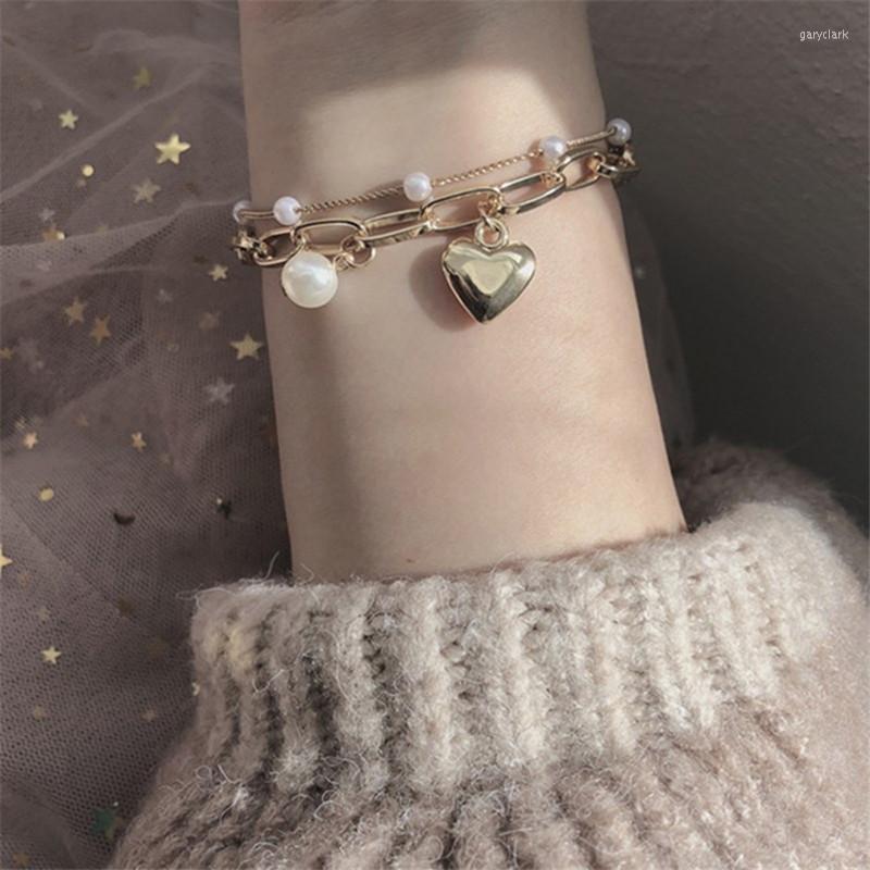 Link Bracelets Chain DIEZI Korean Style Cute Heart Charm Bracelet Sets For Women Gold Silver Color Pearl Jewelry Girls Gift
Link Bracelets Chain DIEZI Korean Style Cute Heart Charm Bracelet Sets For Women Gold Silver Color Pearl Jewelry Girls Gift