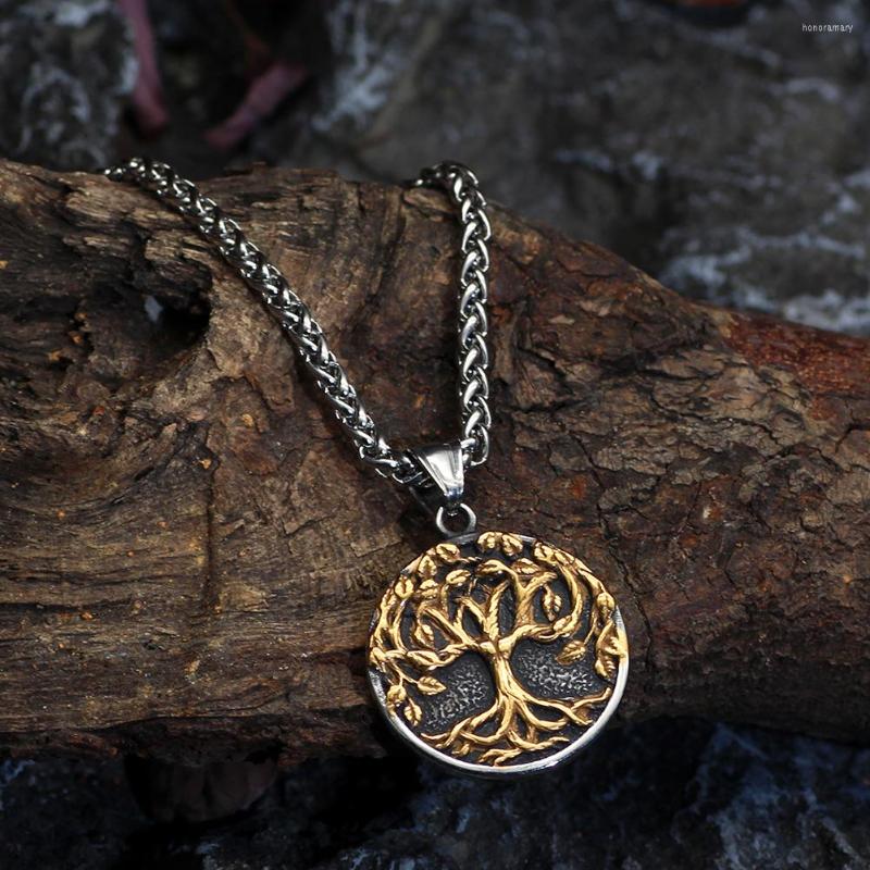 Chains Nordic Gift Viking Necklace For Men Tree Of Life Yggdrasil Odin Stainless Steel Jewelry