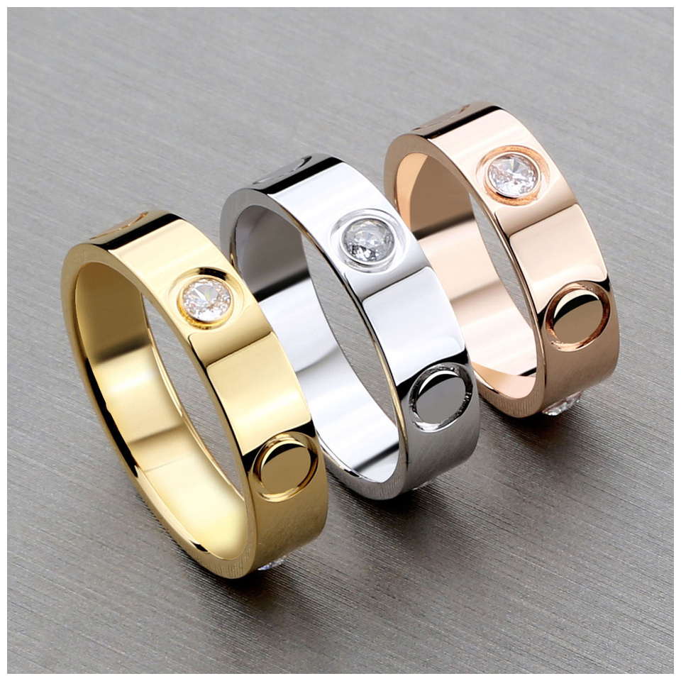 Love Wedding Band Ring Screw Ring 3 Diamonds Rings For Women Wedding Rings Jewelry Ring Womens Jewellery Bague En Or Bijoux Man Schmuck Anello Lu