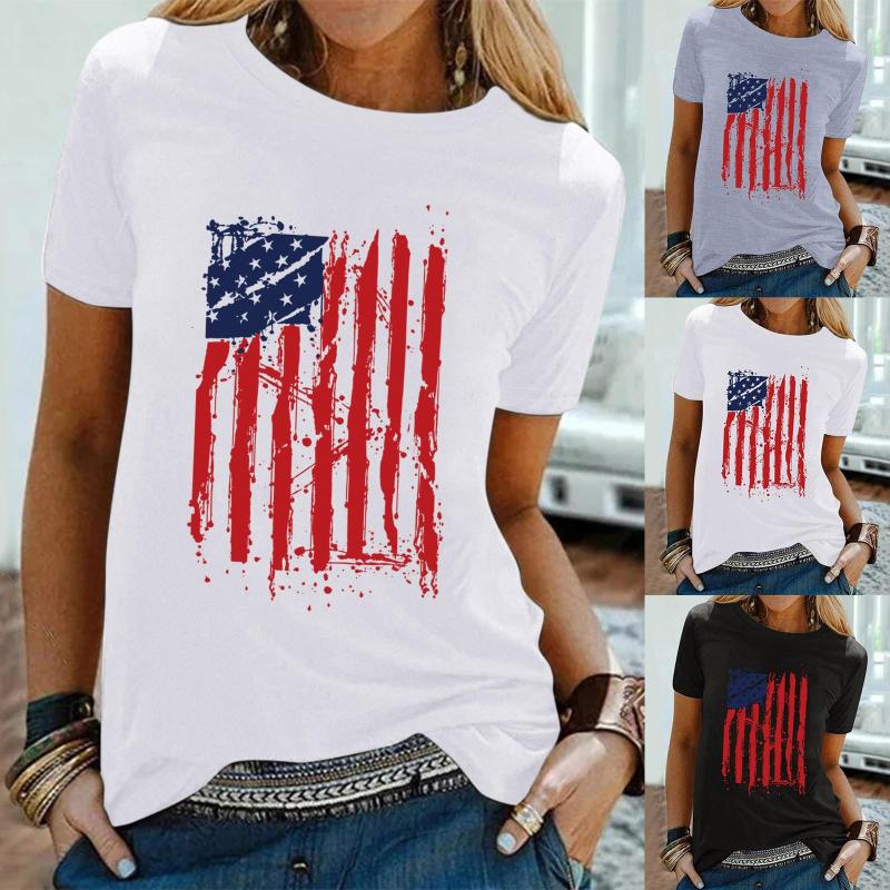 Women's T Shirts Women Printed Top Independence Day Shirt Casual Short Sleeve Round Neck Loose Super Comfy High Quality T-shirts In Stock, Black
Women's T Shirts Women Printed Top Independence Day Shirt Casual Short Sleeve Round Neck Loose Super Comfy High Quality T-shirts In Stock, Black