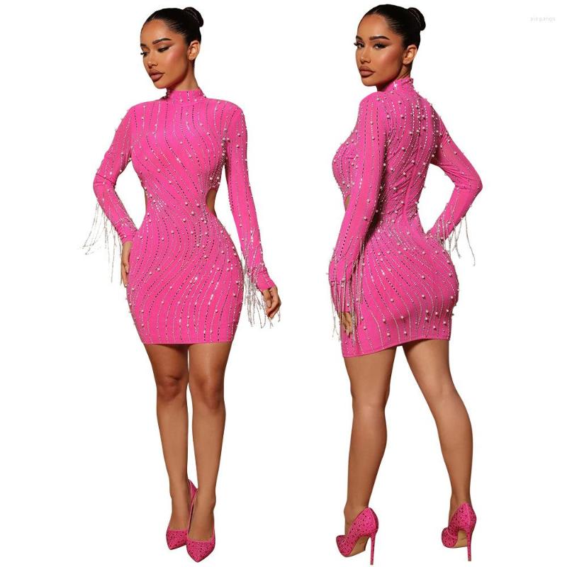 Casual Dresses Women Dress Tassel Diamond Sheer Cut Out Streetwear Party Night Clubwear For Vestidos, Apricot
Casual Dresses Women Dress Tassel Diamond Sheer Cut Out Streetwear Party Night Clubwear For Vestidos, Apricot