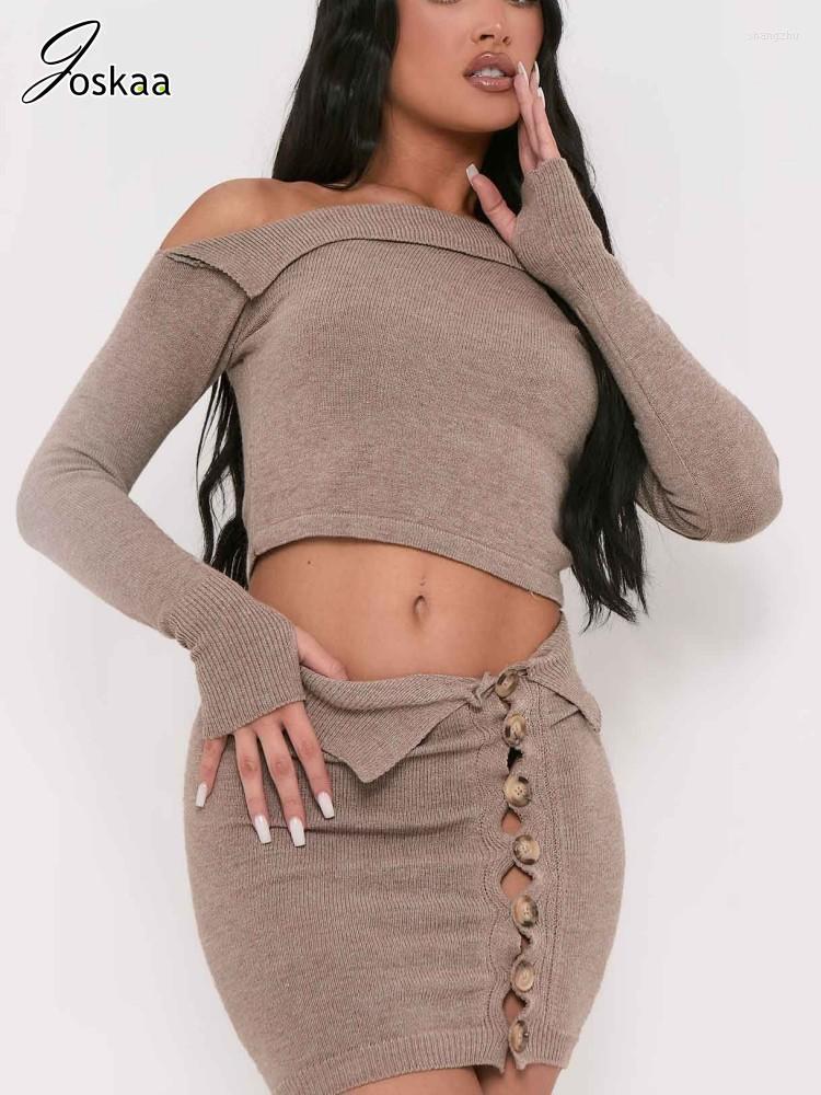 Work Dresses Joskaa Knitted Solid Two Piece Set Women Sexy Off Shoulder Long Sleeve Crop Top And Button Up Hip Skirt Matching 2023, Gray
Work Dresses Joskaa Knitted Solid Two Piece Set Women Sexy Off Shoulder Long Sleeve Crop Top And Button Up Hip Skirt Matching 2023, Gray