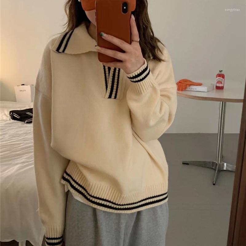 Women's Sweaters 2023 Spring Polo Neck Knitted Fashion Simple Contrast Color Loose Long-sleeved Pullover Sweater White Tops Shirt, Black
Women's Sweaters 2023 Spring Polo Neck Knitted Fashion Simple Contrast Color Loose Long-sleeved Pullover Sweater White Tops Shirt, Black