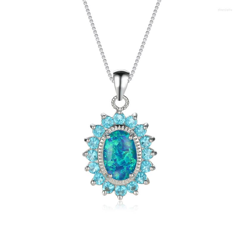 Pendant Necklaces Blue White Opal Oval Stone Necklace Pink Purple Zircon Flower Charm Silver Color Chain For Women Gift
Pendant Necklaces Blue White Opal Oval Stone Necklace Pink Purple Zircon Flower Charm Silver Color Chain For Women Gift