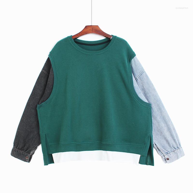 Women's T Shirts SuperAenTwo Pieces Round Neck Sweater Contrast Denim Long Sleeves Loose Oversize Casual T-shirt Top, Black
Women's T Shirts SuperAenTwo Pieces Round Neck Sweater Contrast Denim Long Sleeves Loose Oversize Casual T-shirt Top, Black