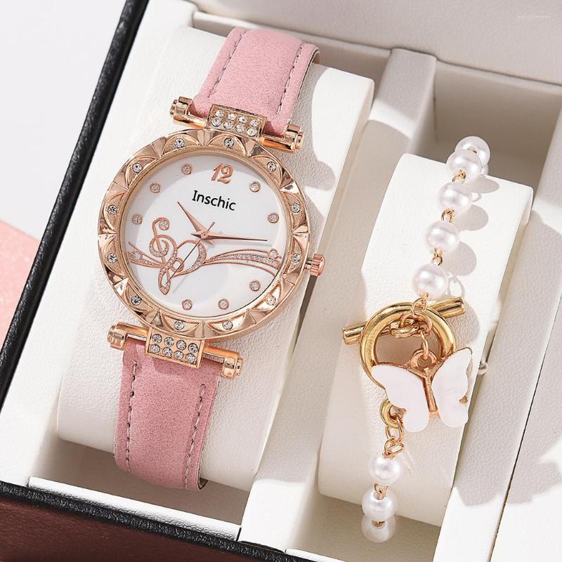 Wristwatches Female Ladies Watch Bracelet Set Quartz Wristwatch Crystal Rhinestone Pearl Women Clock Gift Leather Strap, Red
Wristwatches Female Ladies Watch Bracelet Set Quartz Wristwatch Crystal Rhinestone Pearl Women Clock Gift Leather Strap, Red