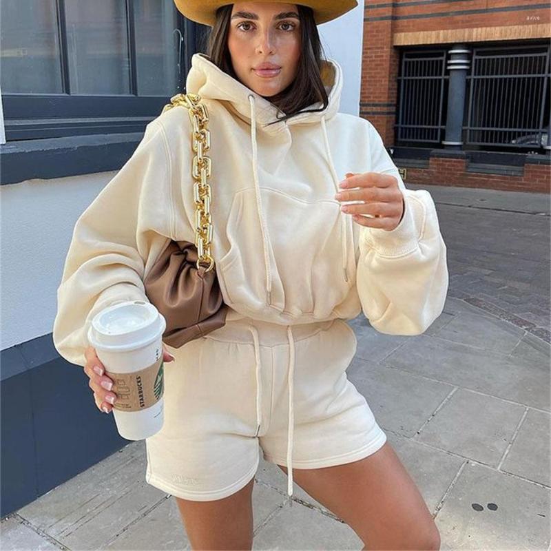 Women' Tracksuits Echoine Solid Long Sleeve Fleece Hoodies Shorts Two Piece Set Casual Streetwear Women Outfits Autumn Winter Clothing, Ivory
Women' Tracksuits Echoine Solid Long Sleeve Fleece Hoodies Shorts Two Piece Set Casual Streetwear Women Outfits Autumn Winter Clothing, Ivory
