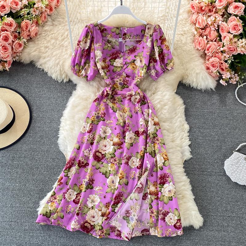 Party Dresses The Whole Store' Vintage Seaside Holiday V-neck Waist Floral Puffed Sleeve Slit Dress, As the picture
Party Dresses The Whole Store' Vintage Seaside Holiday V-neck Waist Floral Puffed Sleeve Slit Dress, As the picture