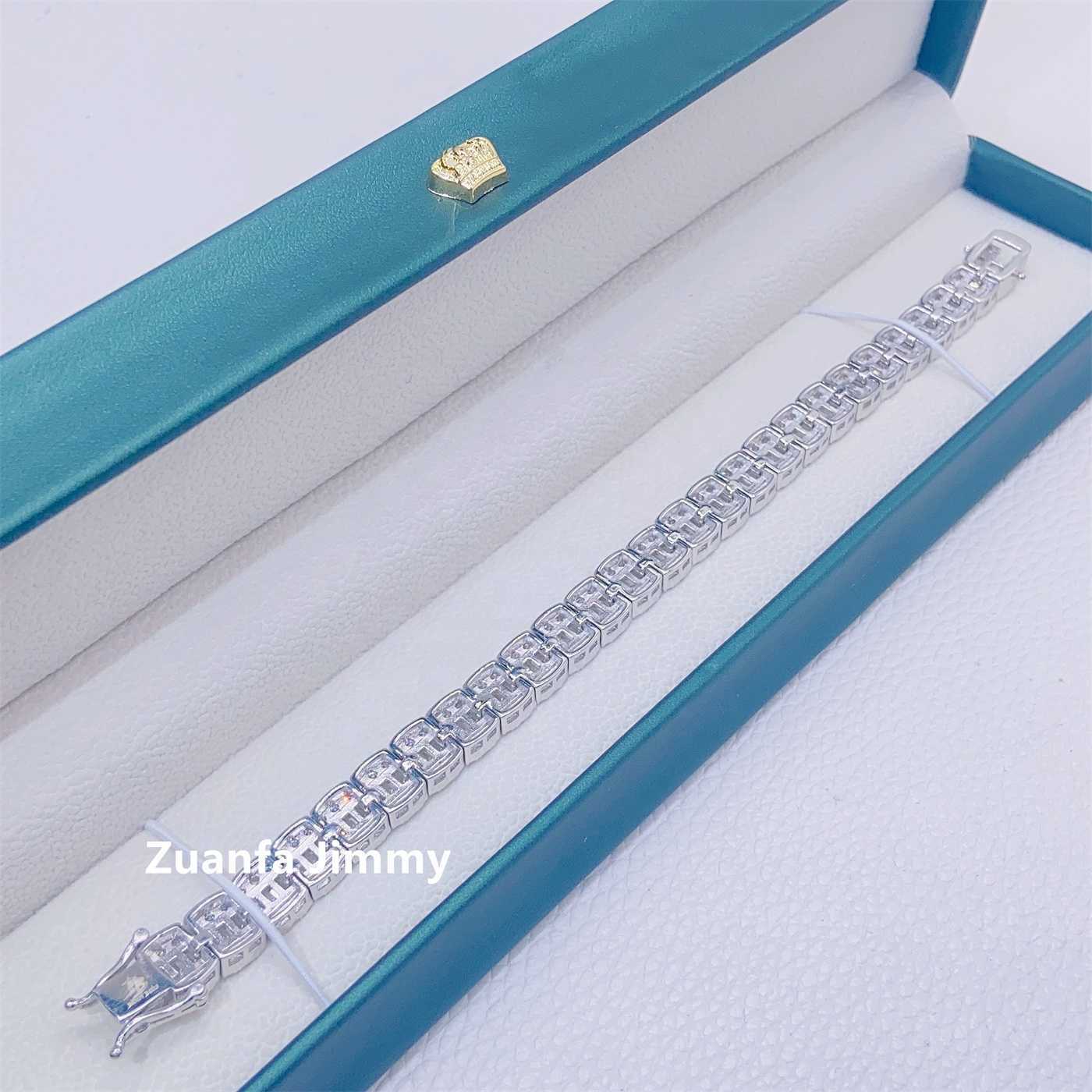 bracelet necklace mossanite Pendant Necklaces Hip Hop Style Customized Pass New Design 9mm Width Baguette +round Vvs1 Cluster Tennis Chain Bracelet