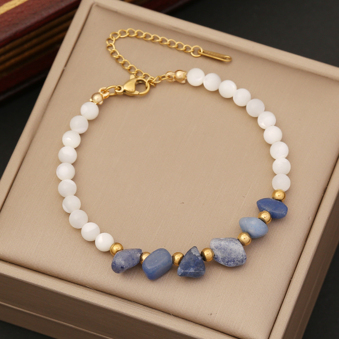 Elegant Design Shell Beads Natural Stone Strands Bracelets Amethyst Tiger Stone Jewelry