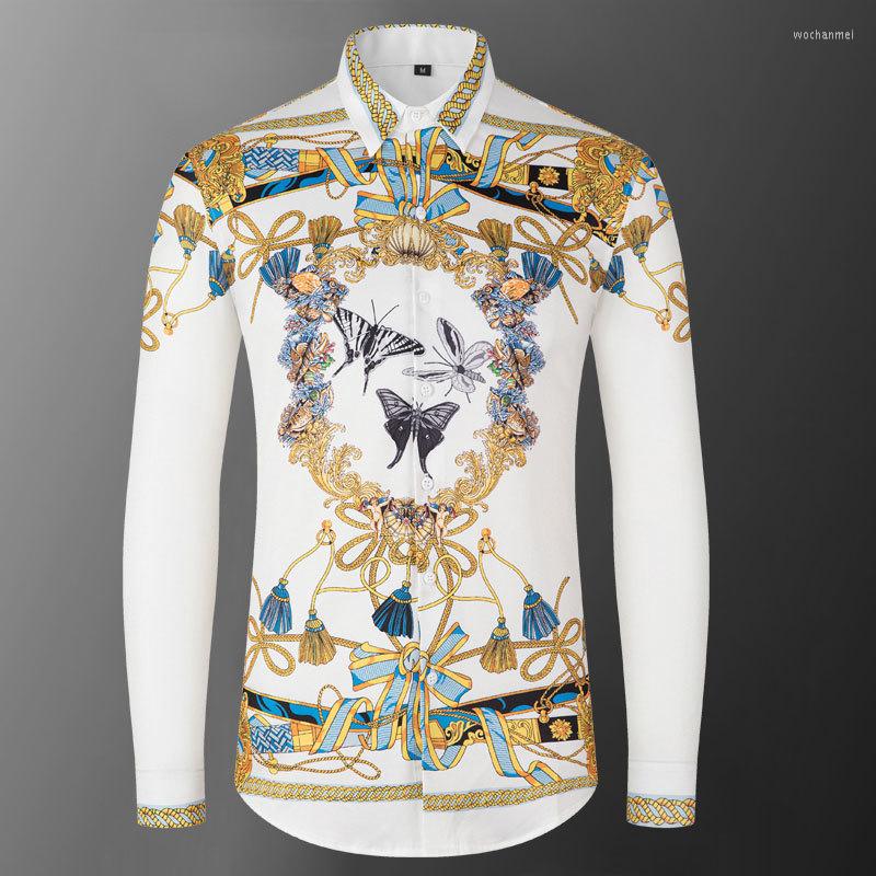 Men's Casual Shirts 2023 Korean Men Black Gold Baroque Print Flower Shirt Slim Fit Dress High Quality Streetwear Social Camisa Masculina, 07 white
Men's Casual Shirts 2023 Korean Men Black Gold Baroque Print Flower Shirt Slim Fit Dress High Quality Streetwear Social Camisa Masculina, 07 white
