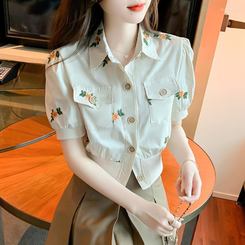 Women's Blouses Korejepo Vintage Embroidered Lapel Shirt Women's Summer Sweet Beautiful Shirts 2023 High Street Thin Foam Sleeve Tops, Black
Women's Blouses Korejepo Vintage Embroidered Lapel Shirt Women's Summer Sweet Beautiful Shirts 2023 High Street Thin Foam Sleeve Tops, Black