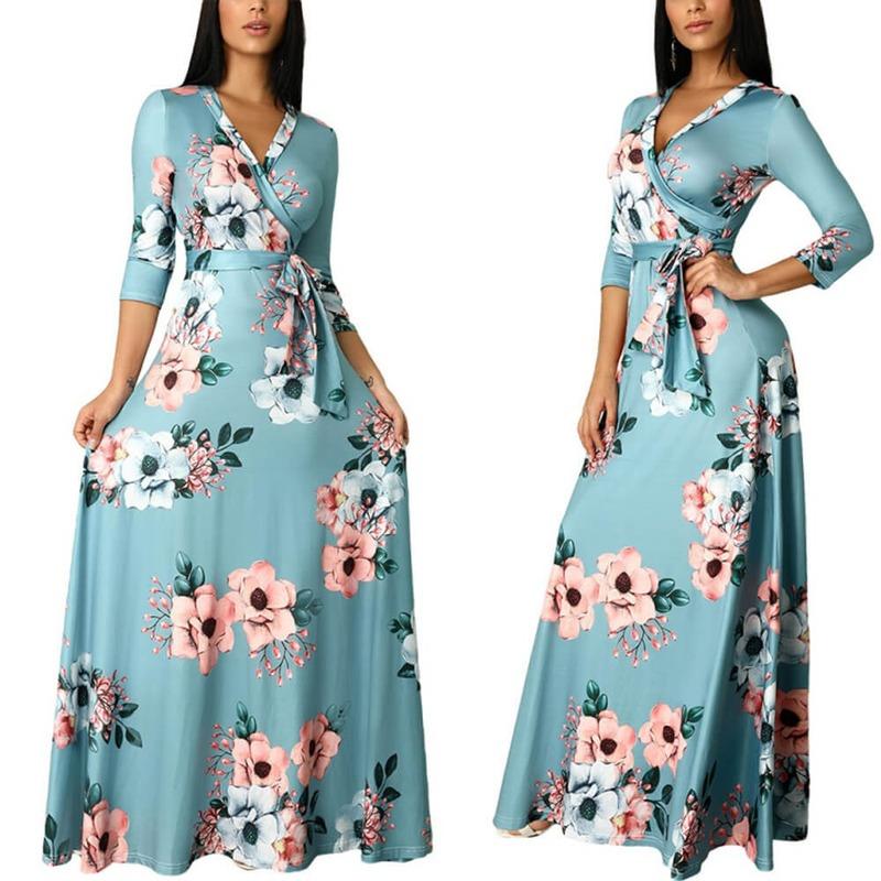 Casual Dresses Fall Elegant Ladies Long Dress Three-quarter Sleeve V-neck Sexy Robe Women' Party Evening
Casual Dresses Fall Elegant Ladies Long Dress Three-quarter Sleeve V-neck Sexy Robe Women' Party Evening