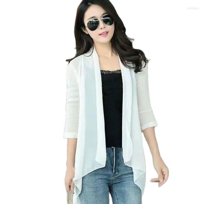 Women's Jackets Female Summer Thin Sun Protection ClothingCcoat Chiffon Three Quarter Sleeves Medium Long Lady Outside Take Shawl Jacket, White
Women's Jackets Female Summer Thin Sun Protection ClothingCcoat Chiffon Three Quarter Sleeves Medium Long Lady Outside Take Shawl Jacket, White