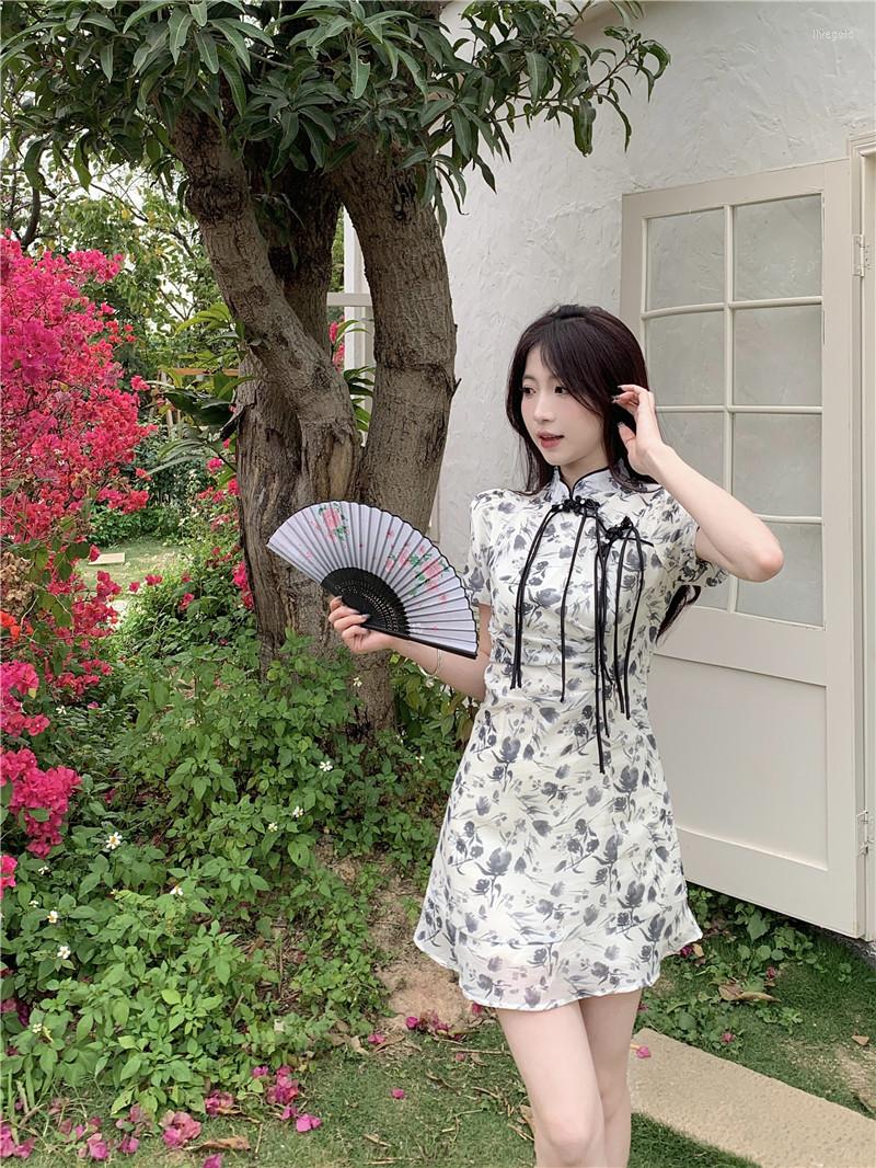 Party Dresses Fairy Elegent Woman Gentle Huai Cheongsam Button Bowknot Tassel Tall Waist Broken Beautiful Dress, Black
Party Dresses Fairy Elegent Woman Gentle Huai Cheongsam Button Bowknot Tassel Tall Waist Broken Beautiful Dress, Black