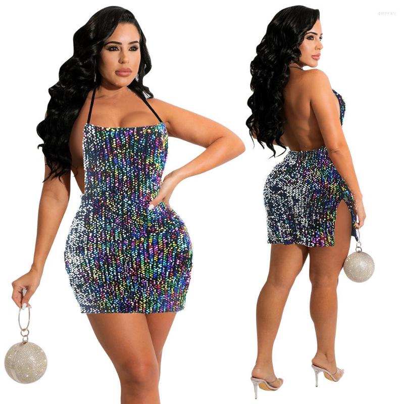 Casual Dresses Arrival Sexy Sequin Decor Backless Mini Dress Sparkle Glitter Halter Neck Sleevess Split Side Hem Bodycon, Multicolor
Casual Dresses Arrival Sexy Sequin Decor Backless Mini Dress Sparkle Glitter Halter Neck Sleevess Split Side Hem Bodycon, Multicolor