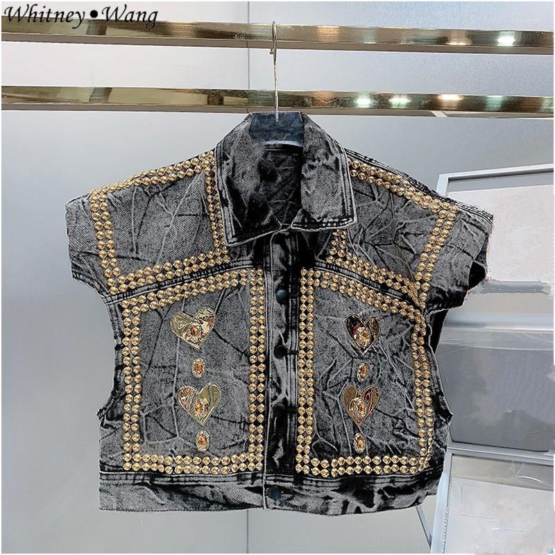 Women's Vests WHITNEY WANG Designer Style 2023 Spring Summer Fashion Streetwear Rivet Beading Denim Vest Women, Black
Women's Vests WHITNEY WANG Designer Style 2023 Spring Summer Fashion Streetwear Rivet Beading Denim Vest Women, Black