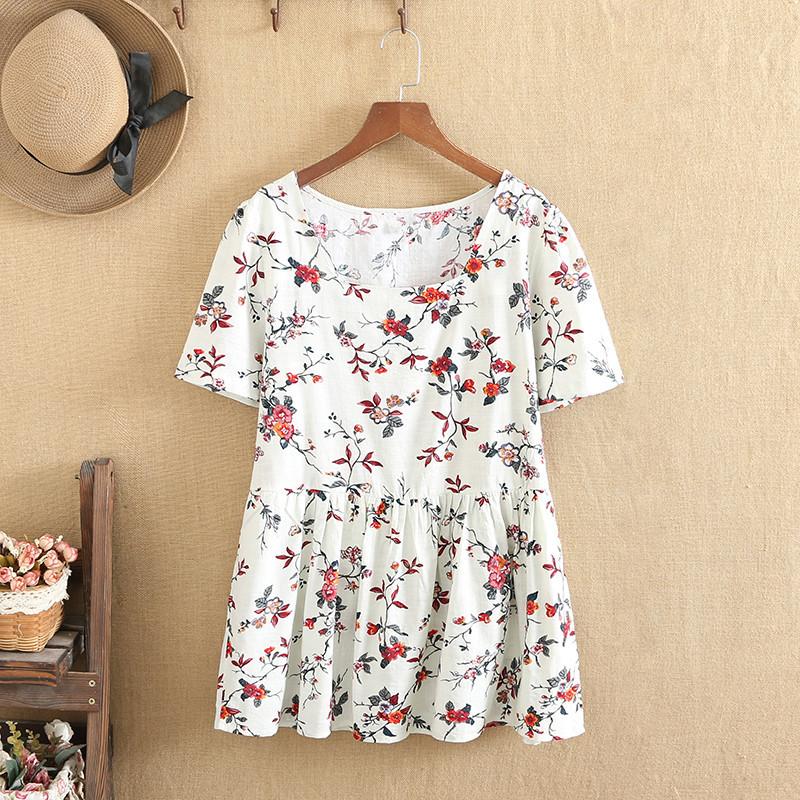 Shirt Women's Plus Size Tops For Women O-Neck Short Sleeves Cotton Fabric Floral Print Medium And Long Looser Big-Waisted SummerWome, Green
Shirt Women's Plus Size Tops For Women O-Neck Short Sleeves Cotton Fabric Floral Print Medium And Long Looser Big-Waisted SummerWome, Green
