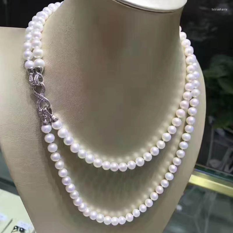 Chains Fine Pearl Double Strand Necklace Qulaity 8-9mm Natural White Freshwater Necklaces For Women 18" Christmas Gidt
Chains Fine Pearl Double Strand Necklace Qulaity 8-9mm Natural White Freshwater Necklaces For Women 18" Christmas Gidt