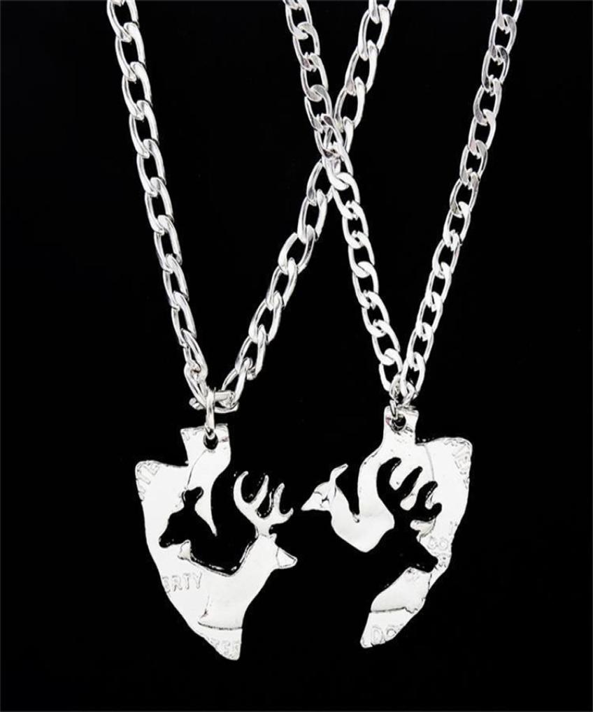 Buck and Doe Couples Puzzle Necklace Set Interlocking coin Love Pendant Friends Necklaces4665531