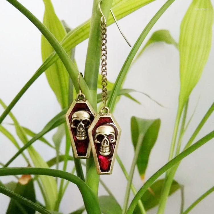 Dangle Earrings Halloween Skull Coffin For Women Retro Gothic Punk Red Drip Asymmetrical Gold Color Chain Skeleton Jewelry VGE186
Dangle Earrings Halloween Skull Coffin For Women Retro Gothic Punk Red Drip Asymmetrical Gold Color Chain Skeleton Jewelry VGE186