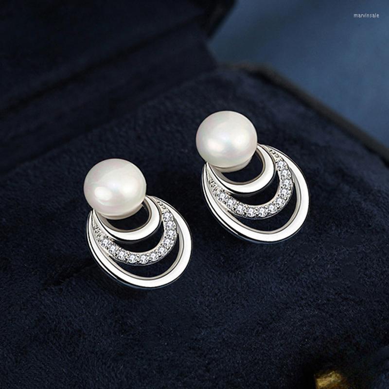 Stud Earrings R Pearl Moon For Women Fashion Jewelry Gift Wholesale
