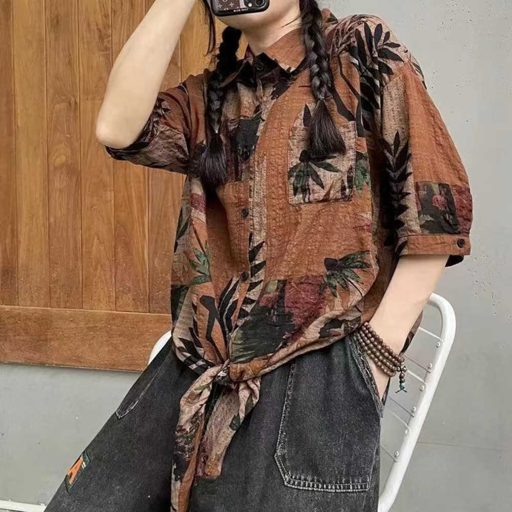 Summer New Style Cotton Linen Women's Beach Casual Sunscreen Suit Loose Size Polo Collar Cardigan Shirt, 18121-13
Summer New Style Cotton Linen Women's Beach Casual Sunscreen Suit Loose Size Polo Collar Cardigan Shirt, 18121-13