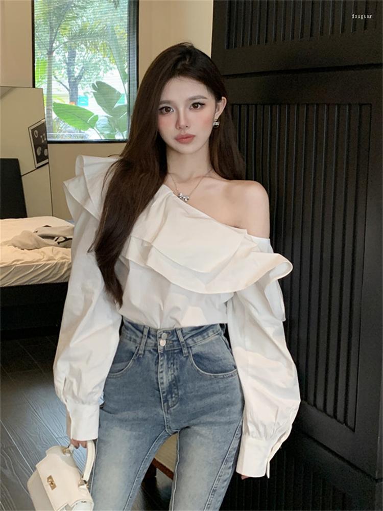 Women's Blouses French Sexy Ruffles Off Shoulder Shirt Women Spring Summer White Pullover Tops Elegant Chic Skew Neck Long Sleeves Casual
Women's Blouses French Sexy Ruffles Off Shoulder Shirt Women Spring Summer White Pullover Tops Elegant Chic Skew Neck Long Sleeves Casual
